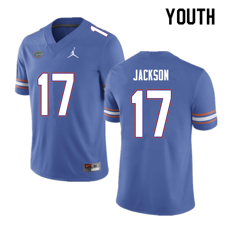 Youth #17 Kahleil Jackson Florida Gators College Football Jerseys Sale-Blue